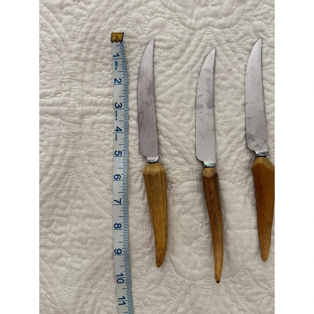 J. Sanderson & Son Steak‎ Knives 5pc Stag Horn Handle Sheffield England Silver